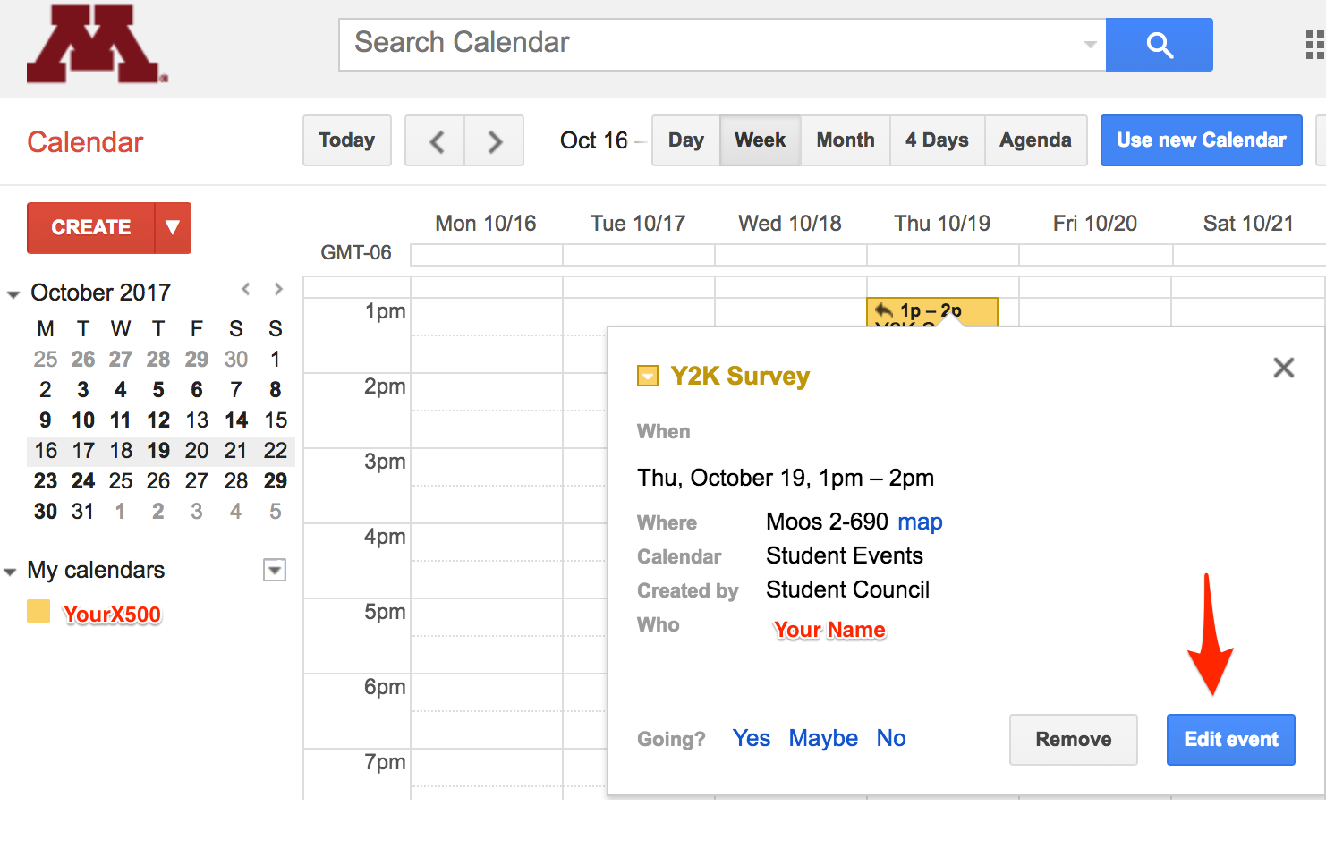Edit Google calendar events